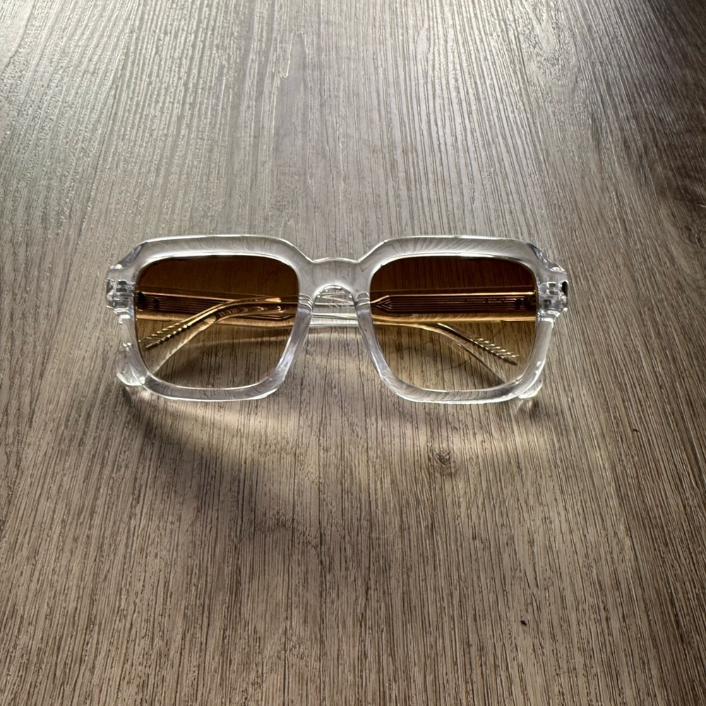 quay australia playback clear sepia brown retro modern rectangle sunglasses NEW